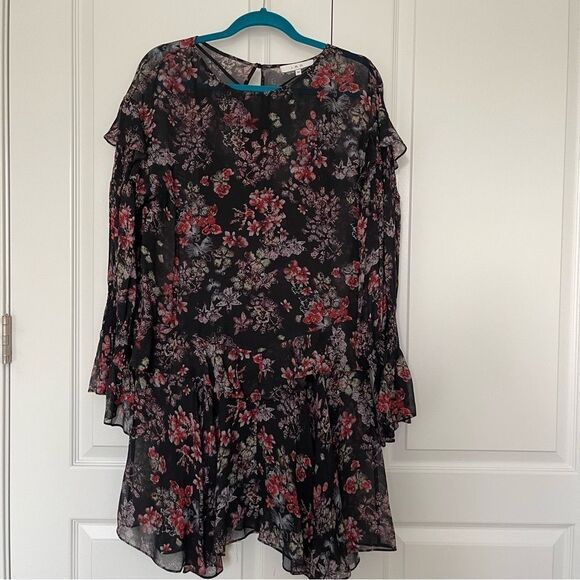 IRO Averen Black Ruffle Chiffon Dress Size 36 - Picture 4 of 15